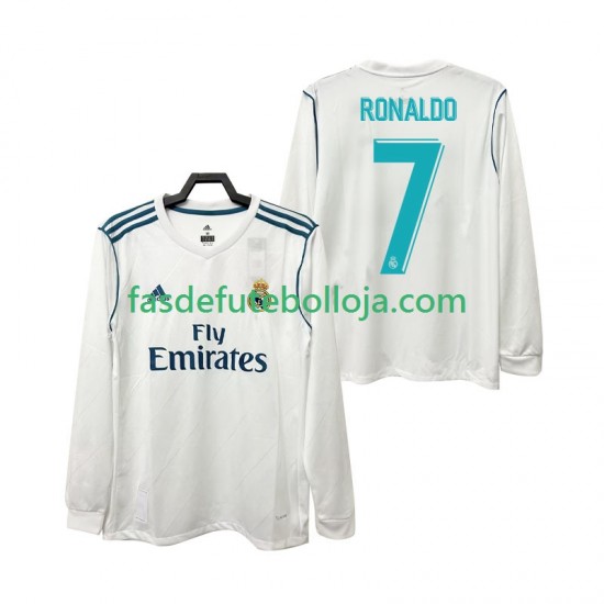 Camisola 1º Equipamento Real Madrid CRISTIANO RONALDO 7 2017 2018 Manga Comprida Retro ,Homem