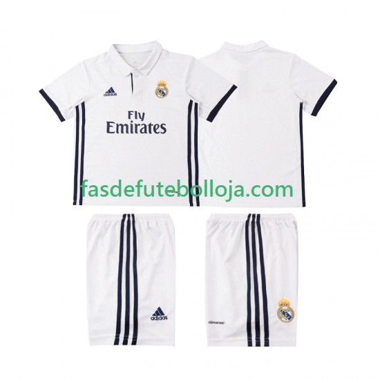 Camisola 1º Equipamento Real Madrid 2016 2017 Manga Curta Retro ,Criança