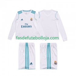 Camisola 1º Equipamento Real Madrid 2017 2018 Manga Comprida Retro ,Criança