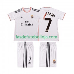 Camisola 1º Equipamento Real Madrid Cristiano Ronaldo 7 2013 2014 Manga Curta Retro ,Criança