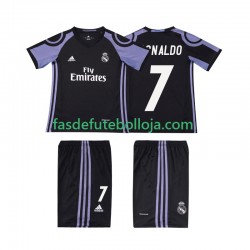 Camisola 3º Equipamento Real Madrid Cristiano Ronaldo 7 2016 2017 Manga Curta Retro ,Criança