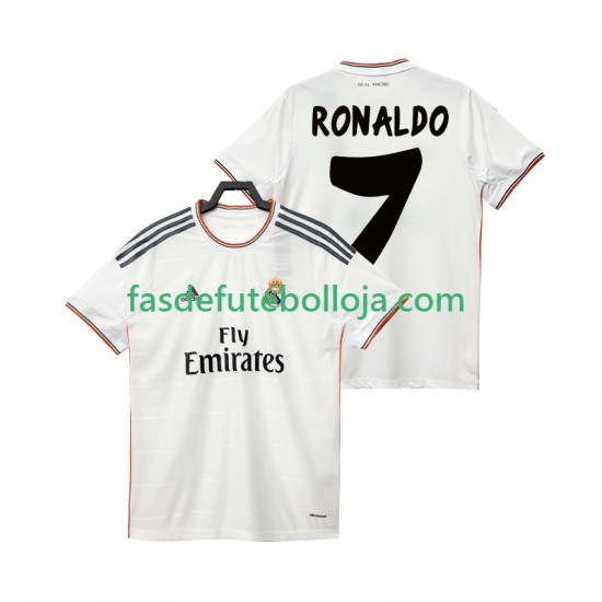 Camisola 1º Equipamento Real Madrid Cristiano Ronaldo 7 2013 2014 Manga Curta Retro ,Homem