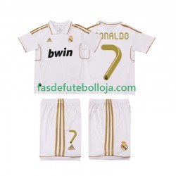 Camisola 1º Equipamento Real Madrid Cristiano Ronaldo 7 2012 2011 Manga Curta Retro ,Criança