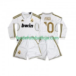 Camisola 1º Equipamento Real Madrid FIGO 10 2012 2011 Manga Comprida Retro ,Criança