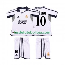 Camisola 1º Equipamento Real Madrid FIGO 10 2001 2002 Manga Curta Retro ,Criança