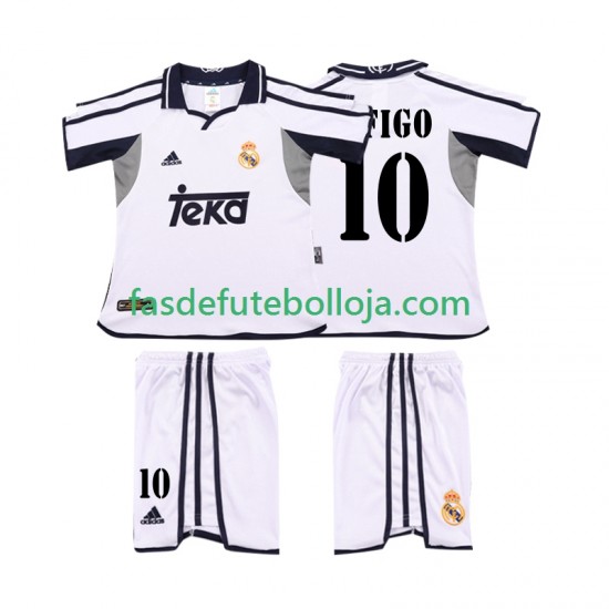 Camisola 1º Equipamento Real Madrid FIGO 10 2001 2002 Manga Curta Retro ,Criança
