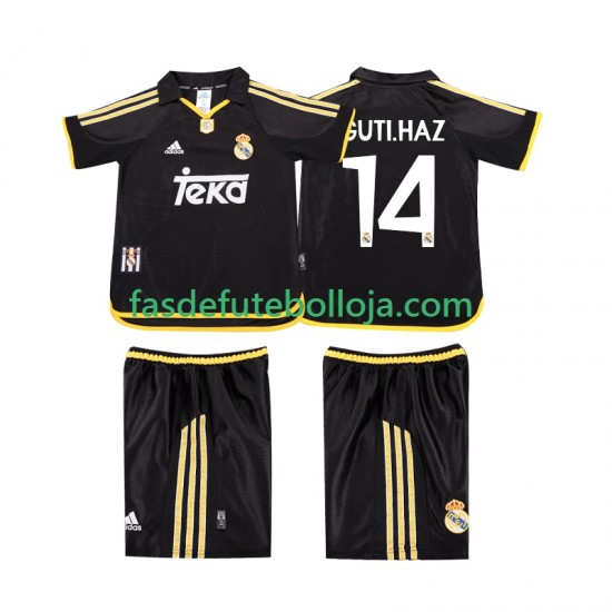 Camisola 2º Equipamento Real Madrid GUTI.HAZ 14 2001 1999 Manga Curta Retro ,Criança