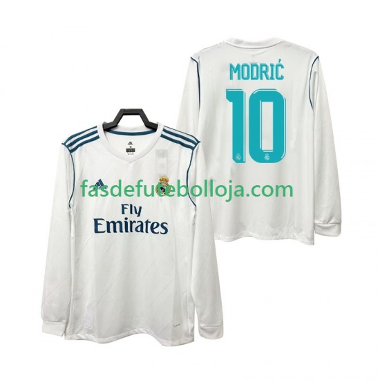 Camisola 1º Equipamento Real Madrid Modrić 10 2017 2018 Manga Comprida Retro ,Homem