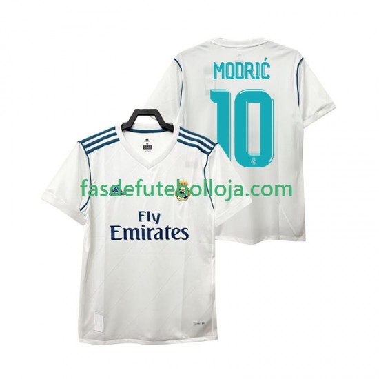 Camisola 1º Equipamento Real Madrid Modrić 10 2017 Manga Curta Retro ,Homem