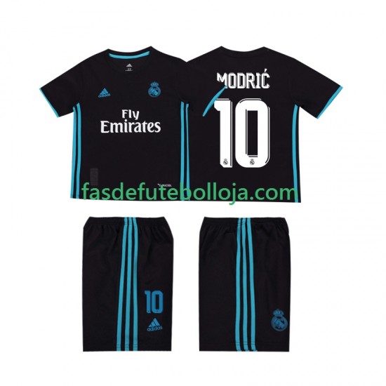 Camisola 2º Equipamento Real Madrid Modrić 10 2017 2018 Manga Curta Retro ,Criança