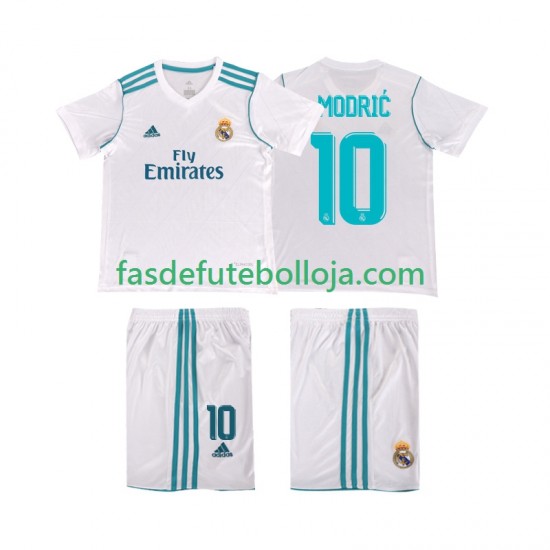 Camisola 1º Equipamento Real Madrid Modrić 10 2017 2018 Manga Curta Retro ,Criança