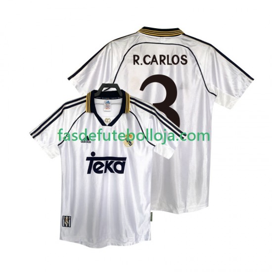Camisola 1º Equipamento Real Madrid R.CARLOS 3 2000 1998 Manga Curta Retro ,Homem