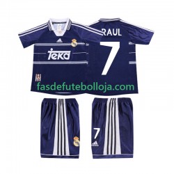 Camisola 2º Equipamento Real Madrid RAUL 7 1998 1999 Manga Curta Retro ,Criança