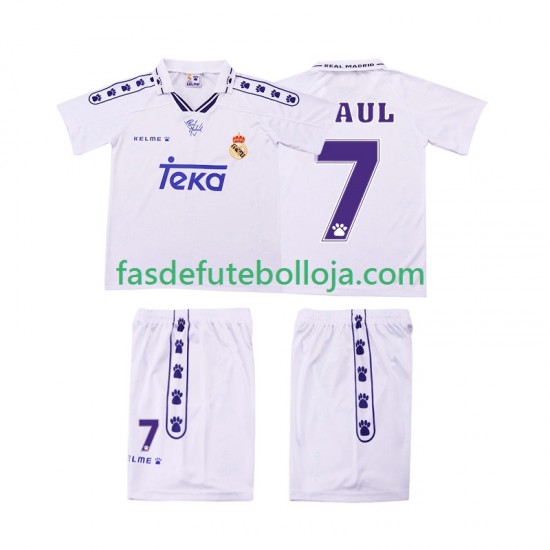 Camisola 1º Equipamento Real Madrid RAUL 7 1996 1994 Manga Curta Retro ,Criança