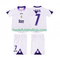 Camisola 1º Equipamento Real Madrid RAUL 7 1997 1998 Manga Curta Retro ,Criança