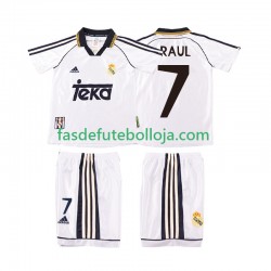 Camisola 1º Equipamento Real Madrid RAUL 7 2000 1998 Manga Curta Retro ,Criança