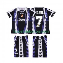 Camisola 3º Equipamento Real Madrid RAUL 7 1997 1998 Manga Curta Retro ,Criança