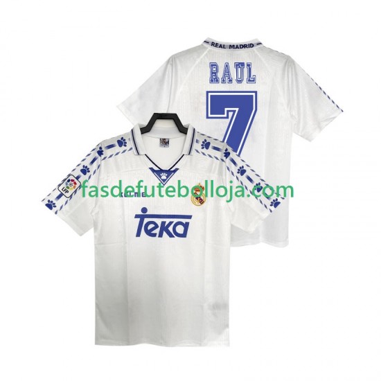 Camisola 1º Equipamento Real Madrid RAUL 7 1996 1997 Manga Curta Retro ,Homem