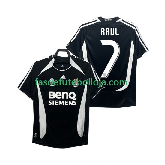 Camisola 3º Equipamento Real Madrid RAUL 7 2007 2006 Manga Curta Retro ,Homem