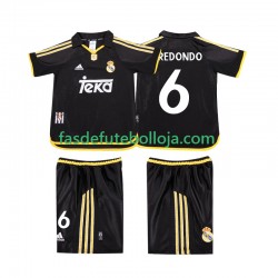 Camisola 2º Equipamento Real Madrid REDONDO 6 2001 1999 Manga Curta Retro ,Criança