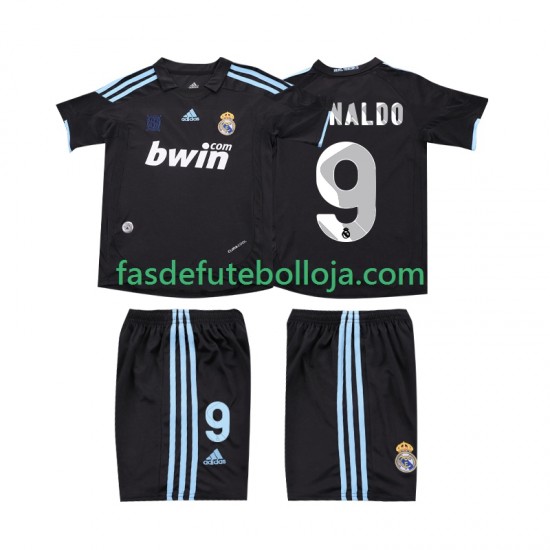 Camisola 2º Equipamento Real Madrid RONALDO 9 2009 2010 Manga Curta Retro ,Criança