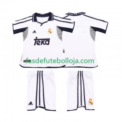 Camisola 1º Equipamento Real Madrid 2001 2002 Manga Curta Retro ,Criança