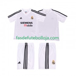Camisola 1º Equipamento Real Madrid 5 2004 2002 Manga Curta Retro ,Criança