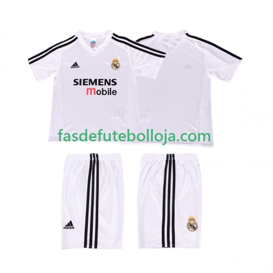 Camisola 1º Equipamento Real Madrid 5 2004 2002 Manga Curta Retro ,Criança