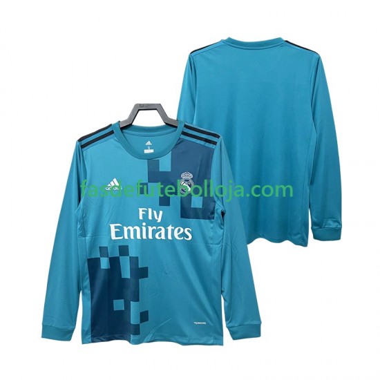Camisola 3º Equipamento Real Madrid 2017 2018 Manga Comprida Retro ,Homem