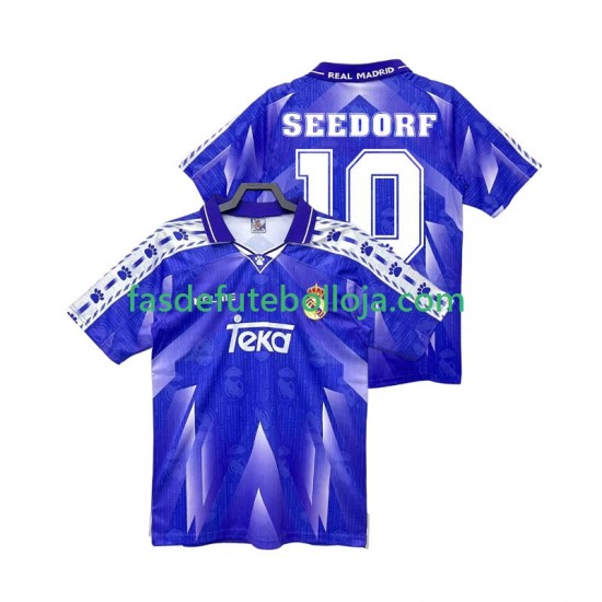 Camisola 2º Equipamento Real Madrid SEEDORF 10 1996 1997 Manga Curta Retro ,Homem