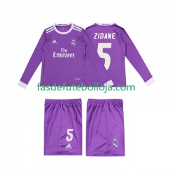 Camisola 2º Equipamento Real Madrid ZIDANE 5 2016 Manga Comprida Retro ,Criança