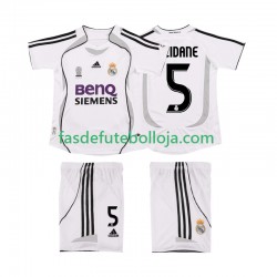 Camisola 1º Equipamento Real Madrid ZIDANE 5 2007 2006 Manga Curta Retro ,Criança