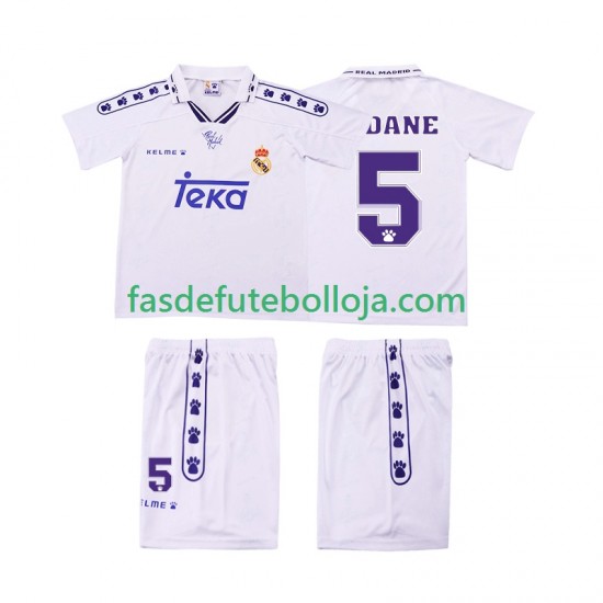 Camisola 1º Equipamento Real Madrid ZIDANE 5 1996 1994 Manga Curta Retro ,Criança