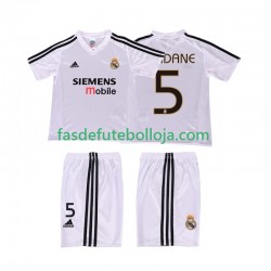 Camisola 1º Equipamento Real Madrid ZIDANE 5 5 2004 2002 Manga Curta Retro ,Criança