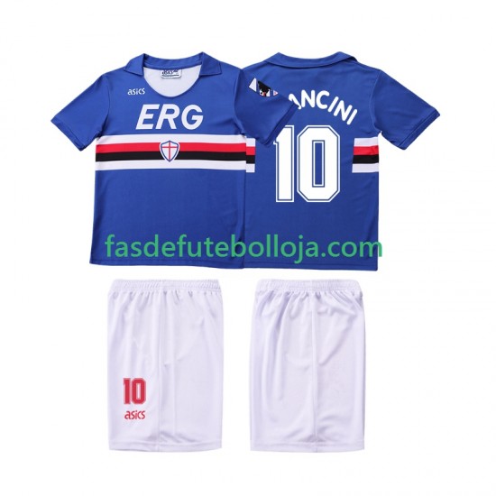 Camisola 1º Equipamento Sampdoria MANCINI 10 1990 1991 Manga Curta Retro ,Criança