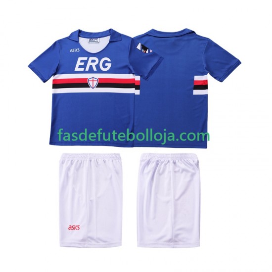Camisola 1º Equipamento Sampdoria 1990 1991 Manga Curta Retro ,Criança