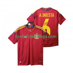 Camisola 1º Equipamento Seleção Espanhola Andres Iniesta 6 2012 Manga Curta Retro ,Homem