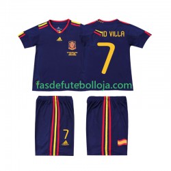 Camisola 2º Equipamento Seleção Espanhola DAVID VILLA 7 2010 Manga Curta Retro ,Criança