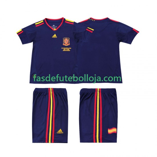 Camisola 2º Equipamento Seleção Espanhola 2010 Manga Curta Retro ,Criança
