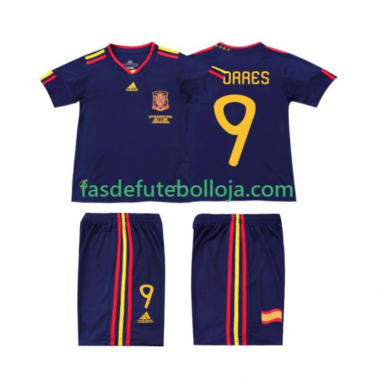 Camisola 2º Equipamento Seleção Espanhola TORRES 9 2010 Manga Curta Retro ,Criança