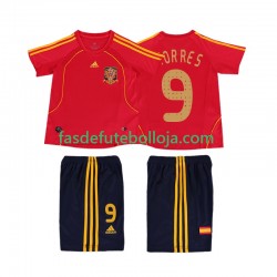 Camisola 1º Equipamento Seleção Espanhola TORRES 9 2008 Manga Curta Retro ,Criança