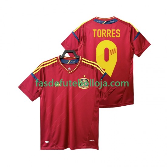Camisola 1º Equipamento Seleção Espanhola TORRES 9 2012 Manga Curta Retro ,Homem