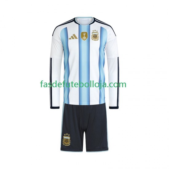 Camisola 1º Equipamento Seleção Argentina World Cup 2026 Manga Comprida ,Criança