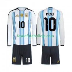 Camisola 1º Equipamento Seleção Argentina Lionel Messi 10 World Cup 2026 Manga Comprida ,Criança