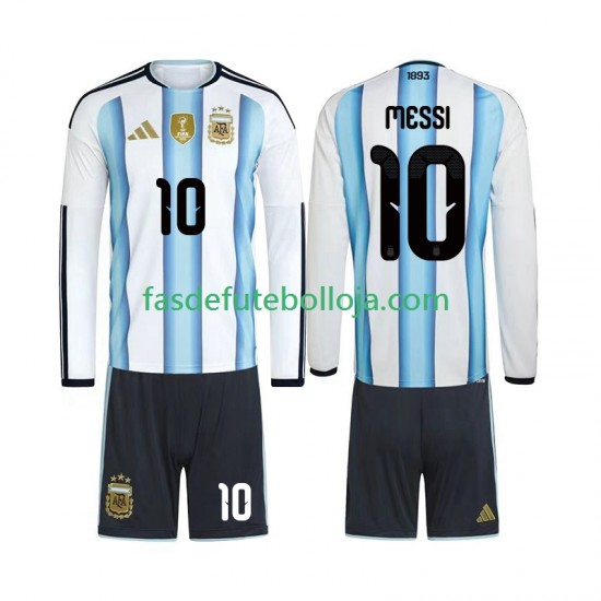 Camisola 1º Equipamento Seleção Argentina Lionel Messi 10 World Cup 2026 Manga Comprida ,Criança