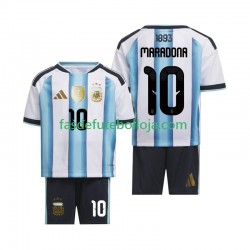Camisola 1º Equipamento Seleção Argentina Maradona 10 World Cup 2026 Manga Curta ,Criança
