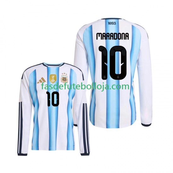 Camisola 1º Equipamento Seleção Argentina Maradona 10 World Cup 2026 Manga Comprida ,Homem