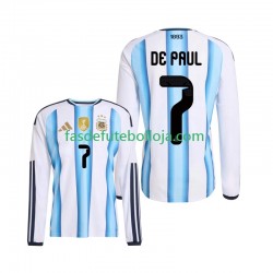 Camisola 1º Equipamento Seleção Argentina Rodrigo De Paul 7 World Cup 2026 Manga Comprida ,Homem