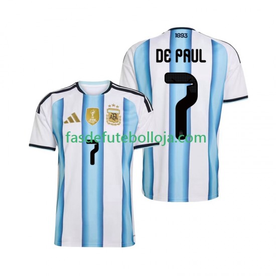 Camisola 1º Equipamento Seleção Argentina Rodrigo De Paul 7 World Cup 2026 Manga Curta ,Homem