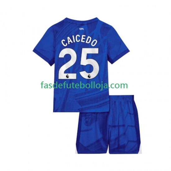 Camisola 1º Equipamento Chelsea Moises Caicedo 25 2025-2026 Manga Curta ,Criança